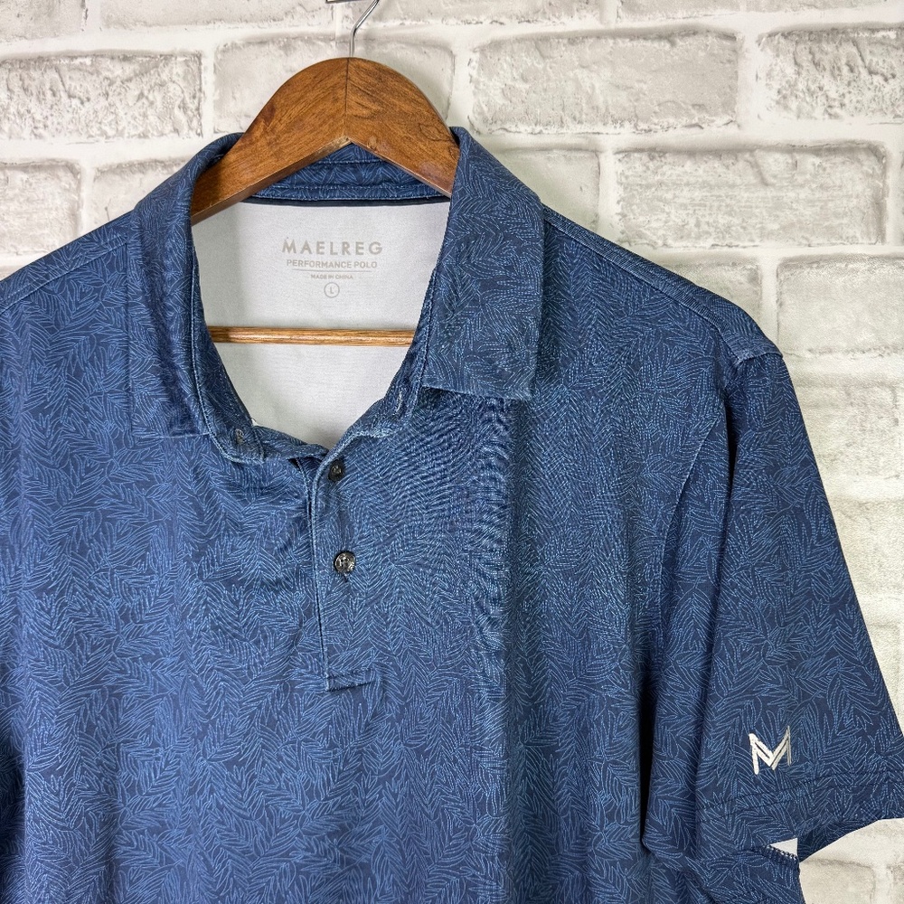 Maelreg The Performance Polo Navy Blue Tropical Hawaiian Golf Polo Mens Large